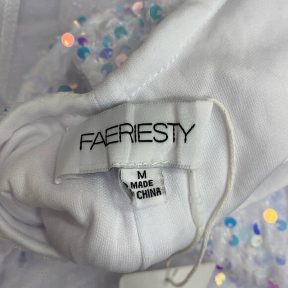 NWT‎ Elegant White Iridescent Sequins Tulle Mermaid Prom Wedding Gown Size M - Picture 14 of 16